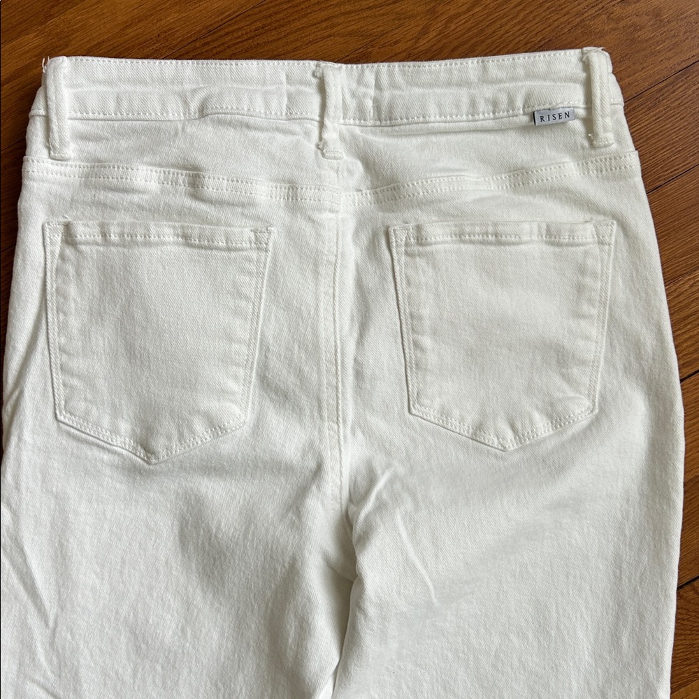 RISEN- white mid rise ankle boot cut jeans - Picture 5 of 8